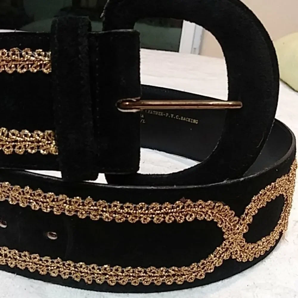 Vintage  genuine suede leather belt